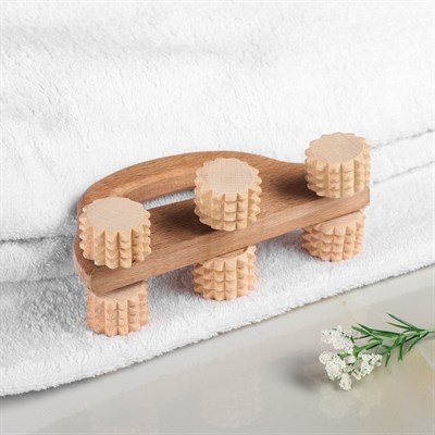 Массажер деревянный "Машинка", 6 роликов - фото 869583