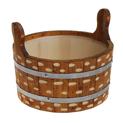 Шайка из липы круглая, 6л, пластиковая вставка, крашеная резная, "Добропаровъ" - фото 872912