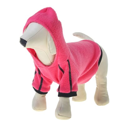 Кофточка из флиса с капюшоном и полосками на рукавах, XS (дс-17 см, ош-24 см, ог-28 см), микс - фото 910794