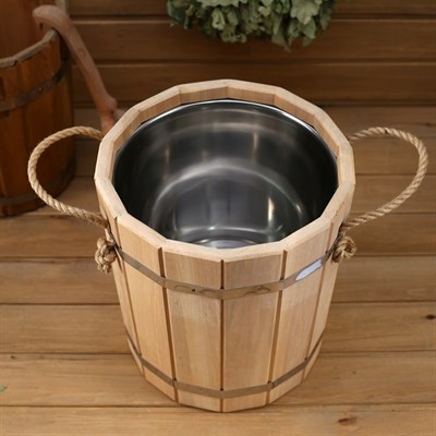 Запарник из липы, 12л, нержавеющая вставка, без крышки - фото 948793