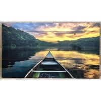 Картина для бани &quot;Лодка в озере&quot;, МАССИВ, 60×40 см