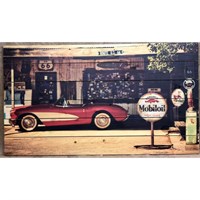 Картина для бани "Ретро авто на европейской улочке", МАССИВ, 60×40 см