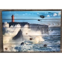 Картина для бани "Маяк на берегу", МАССИВ, 60×40 см
