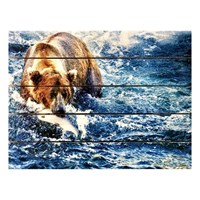 Картина для бани "Медведь в буйной реке", МАССИВ, 40×30 см