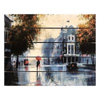 Картина для бани, тематика живопись "Дождливый день", МАССИВ, 40×30 см