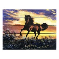 Картина для бани, тематика природа "Конь в поле", МАССИВ, 40×30 см