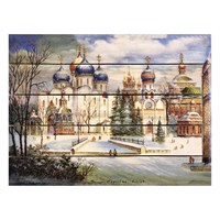 Картина для бани, тематика храмы "Красота куполов", МАССИВ, 40×30 см
