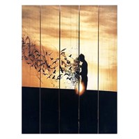 Картина для бани, тематика арт "Влюбленные на закате", МАССИВ, 40×30 см