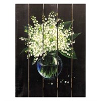 Картина для бани "Белые ландыши в вазе", МАССИВ, 40×30 см