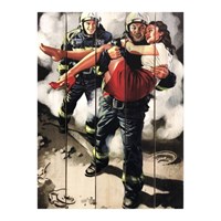 Картина для бани, в стиле СССР "Пожарные", МАССИВ, 40×30 см