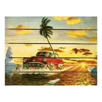 Картина для бани "Куба. Ретро авто в море", МАССИВ, 40×30 см