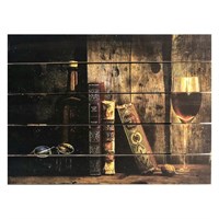 Картина для бани "Старинные книги и вино на полке", МАССИВ, 40×30 см