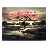 Картина для бани, тематика природа "Одинокая сакура", МАССИВ, 40×30 см