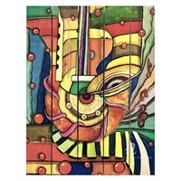 Картина для бани, тематика музыкальные инструменты "Абстракция", МАССИВ, 40×30 см