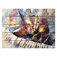Картина для бани, тематика музыкальные инструменты "Скрипки. Живопись", МАССИВ, 40×30 см