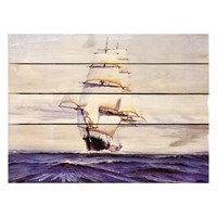 Картина для бани, тематика корабли "Парусник в океане", МАССИВ, 40×30 см