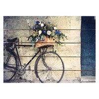Картина для бани, тематика прованс "Велосипед с корзинкой", МАССИВ, 40×30 см