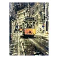 Картина для бани, тематика города "Европейский трамвайчик", МАССИВ, 40×30 см