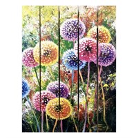 Картина для бани, тематика цветы "Разноцветные одуванчики", МАССИВ, 40×30 см
