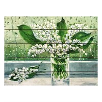 Картина для бани, тематика цветы "Ландыши в вазе", МАССИВ, 40×30 см