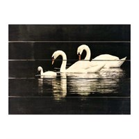 Картина для бани, тематика животные "Семья лебедей", МАССИВ, 40×30 см
