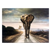 Картина для бани, тематика животные "Одинокий слон", МАССИВ, 40×30 см