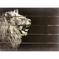Картина для бани, тематика животные "Львиный рык", МАССИВ, 40×30 см
