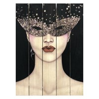 Картина для бани, тематика люди &quot;Девушка в маске&quot;, МАССИВ, 40×30 см