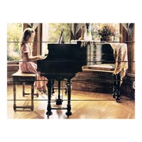 Картина для бани, тематика люди "Девочка с роялем", МАССИВ, 40×30 см