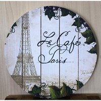 Картина для бани круглая, с УФ печатью "Le Café Paris", МАССИВ, 30×30 см