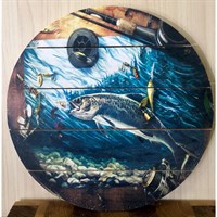 Картина для бани, с УФ печатью "Рыбалка на хищника", МАССИВ, 30×30 см