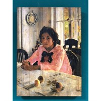 Картина для бани, с УФ печатью "Девочка с персиками", МАССИВ, 30×40 см