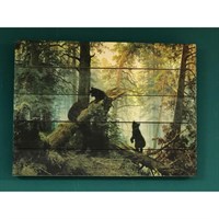 Картина для бани, с УФ печатью "Мишки в лесу", МАССИВ, 30×40 см