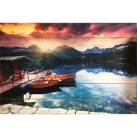 Картина для бани &quot;Закат на озере&quot;, МАССИВ, 40×60 см