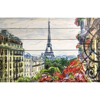 Картина для бани "Париж из окна", МАССИВ, 40×60 см