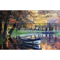 Картина для бани &quot;Осенний пруд&quot;, МАССИВ, 40×60 см