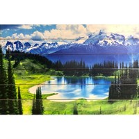 Картина для бани &quot;Озеро на фоне заснеженных гор&quot;, МАССИВ, 40×60 см