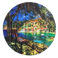 Картина для бани круглая "Сидя в теньке у итальянского городка", МАССИВ, 40×40 см