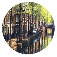 Картина для бани круглая &quot;Городская улица у воды&quot;, МАССИВ, 40×40 см