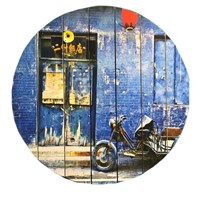 Картина для бани круглая "Мотоцикл на синем фоне", МАССИВ, 40×40 см
