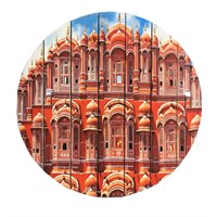 Картина для бани круглая &quot;Красная стена собора&quot;, МАССИВ, 40×40 см