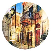 Картина для бани круглая "Старый город", МАССИВ, 40×40 см