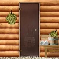 Дверь для бани и сауны 190×70 см, Банька, круглая ручка, левое открывание