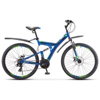 Велосипед 27,5&quot; Stels Focus MD, V010, цвет синий/неоновый-зеленый, размер 19&quot;