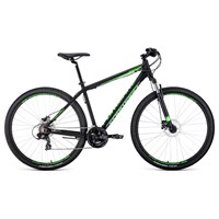 Велосипед 29" Forward Apache 3.0 disc, 2020, цвет черный/светло-зеленый, размер 17"