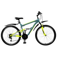 Велосипед 26" Progress Sierra  FS, цвет серый/зеленый, размер 16"