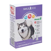 Витамины Smile Dog для собак, с протеином и L-карнитином, 100 таб