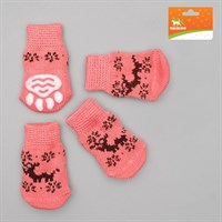 Носки нескользящие, размер S (2,5/3,5 х 6 см), набор 4 шт, микс расцветок для девочки