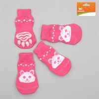 Носки нескользящие, размер L (3,5/5 х 8 см), набор 4 шт, микс расцветок для девочки