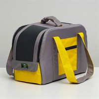 Сумка-переноска с карманом и креплением на чемодан, 45 х 21 х 29 см, серо-жёлтая